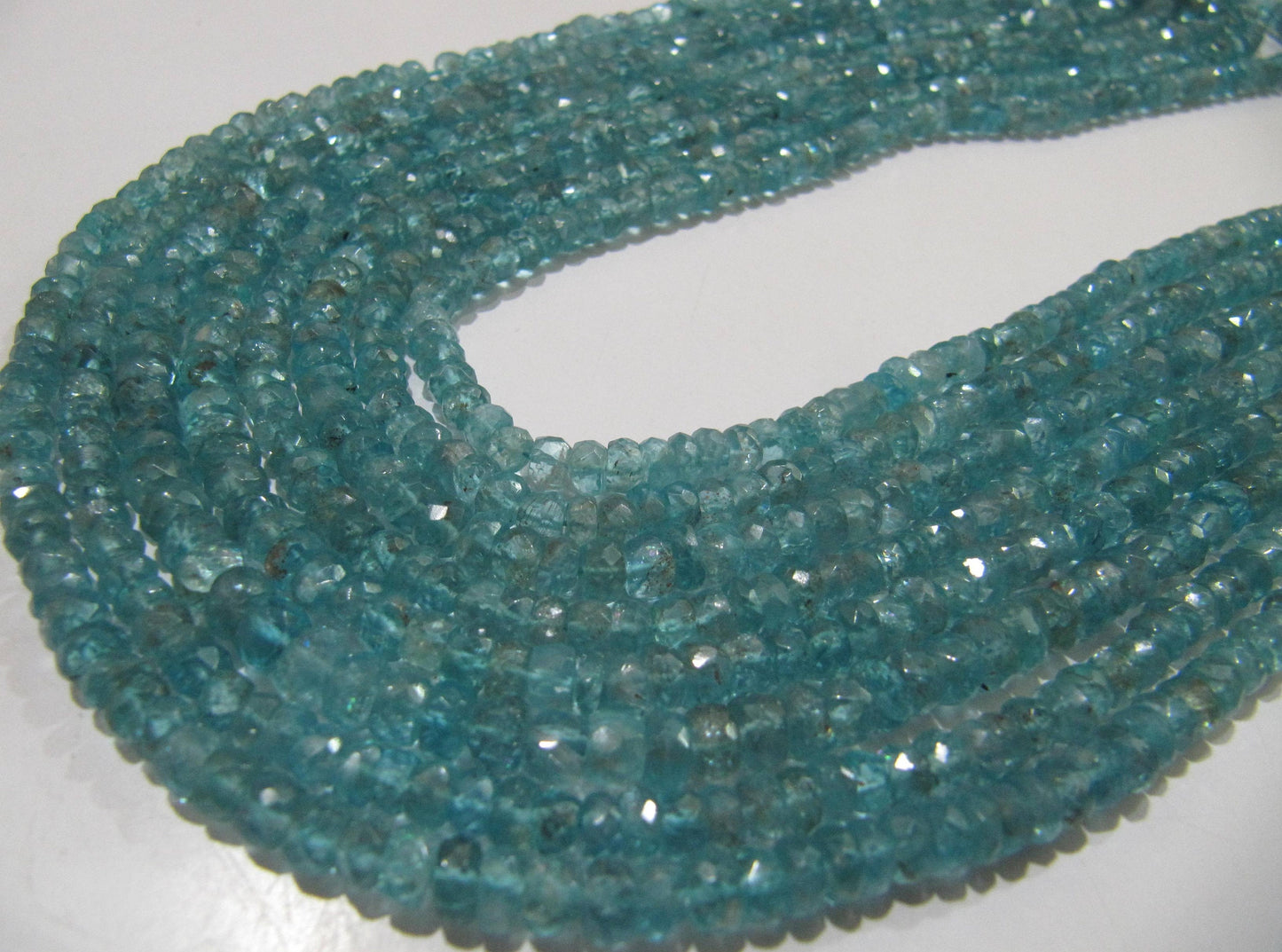 Natural Sky Blue Apatite Rondelle Faceted 3 mm Beads Strand 13 inches long Best Quality Wholesale prices jewelry making gemstone beads