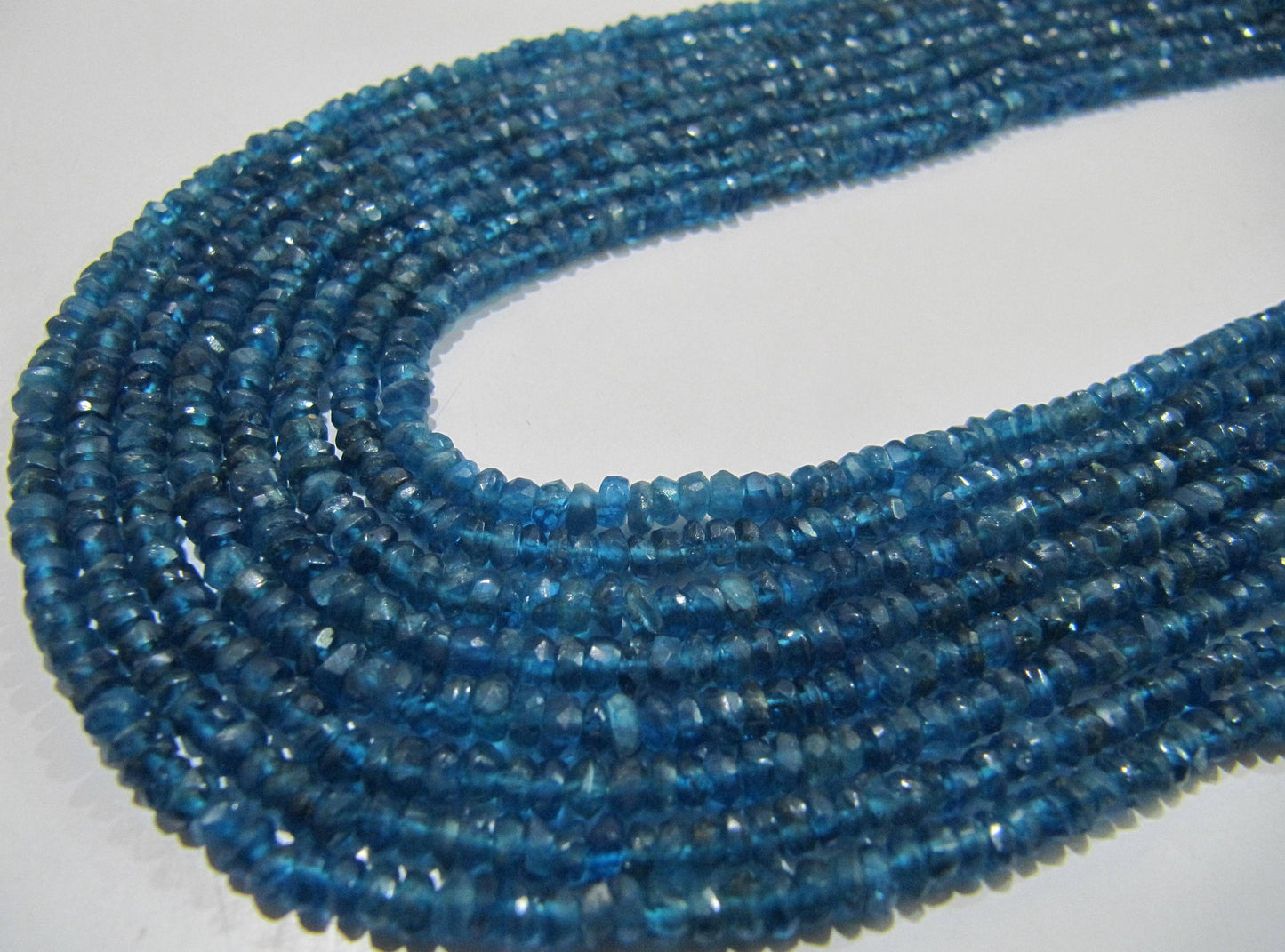 Natural Neon Apatite Rondelle Faceted 4-5mm Beads Strand 13 inches long Best Quality Wholesale prices jewelry making gemstone beads