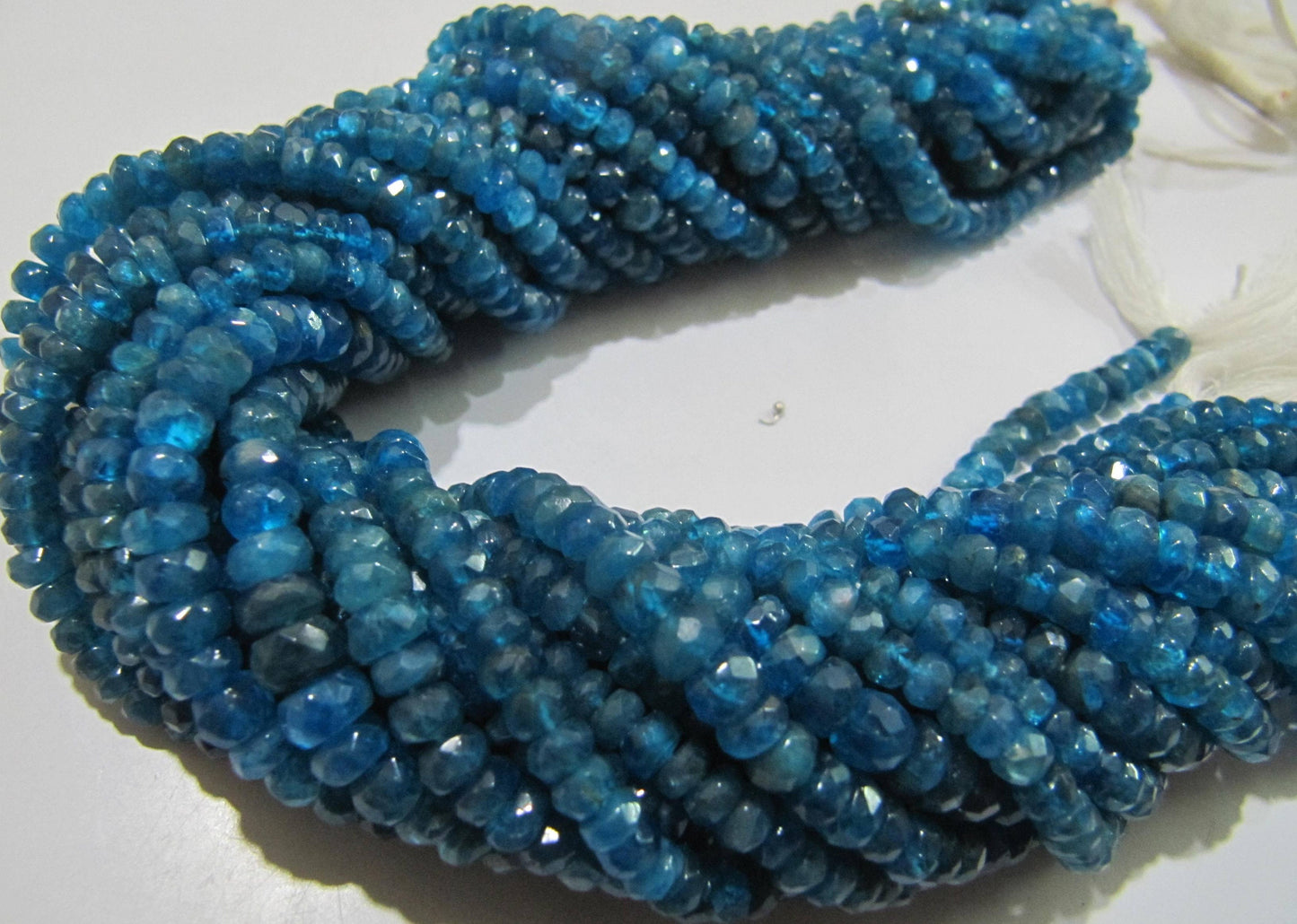 Natural Neon Apatite Rondelle Faceted 5-6 mm Beads Strand 13 inches long Best Quality Wholesale prices jewelry making gemstone beads