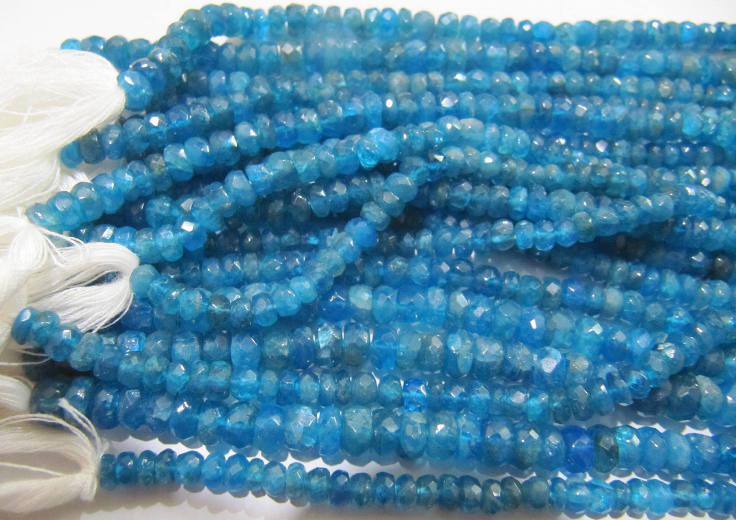 Natural Neon Apatite Rondelle Faceted 5-6 mm Beads Strand 13 inches long Best Quality Wholesale prices jewelry making gemstone beads