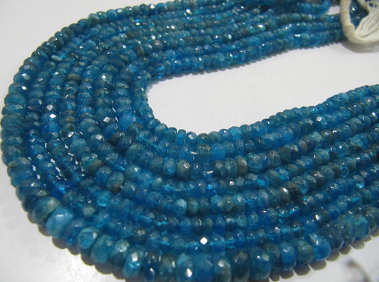 Natural Neon Apatite Rondelle Faceted 5-6 mm Beads Strand 13 inches long Best Quality Wholesale prices jewelry making gemstone beads
