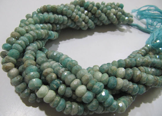 Natural Amazonite Rondelle Faceted  Silver AB Mystic Coated 7 -8mm Gemstone Beads Strand 13 inches long High Quality Wholesale Prices