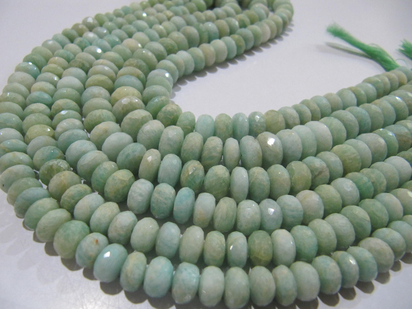 Natural Green Amazonite Rondelle Faceted 9-10 mm Gemstone Beads Strand 10 inch long High Quality Wholesale Prices Jewelry making gemstone