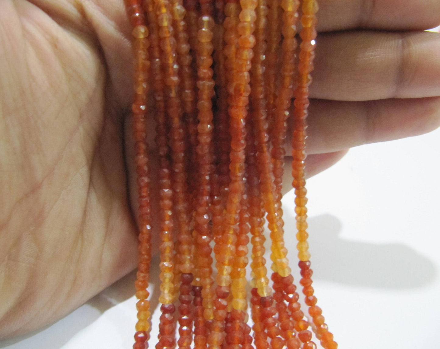 Natural Carnelian Shaded Rondelle Faceted 3-4mm Gemstone Beads Strand 14 inches long Top Quality Wholesale Prices Jewelry making gemstone