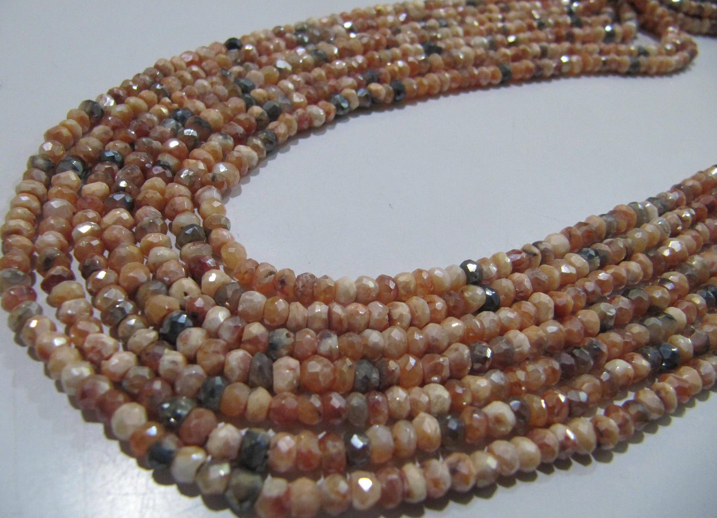 Natural Carnelian Rondelle Faceted Silver AB Mystic Coated 3-4mm Gemstone Beads Strand 13 inches long Top Quality Wholesale Prices