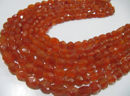 Natural Carnelian Faceted Oval Shape 6x9mm Briolette Gemstone Beads Strand 13 inch long Top Quality Wholesale Price jewelry making gemstone