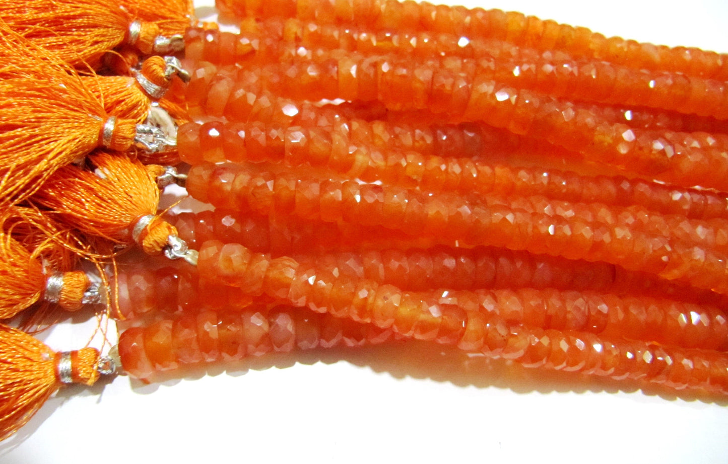 Natural Carnelian Rondelle Faceted 7-8mm Gemstone Beads Strand 8 inches long Top Quality Wholesale Prices Jewelry making gemstone beads