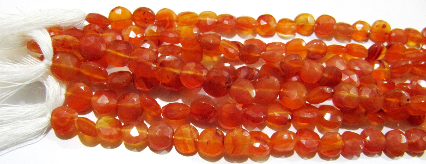 Natural Carnelian Coin Shape Briolette Faceted 6mm Gemstone Beads Strand 13inches long Top Quality Wholesale Prices gemstone beads