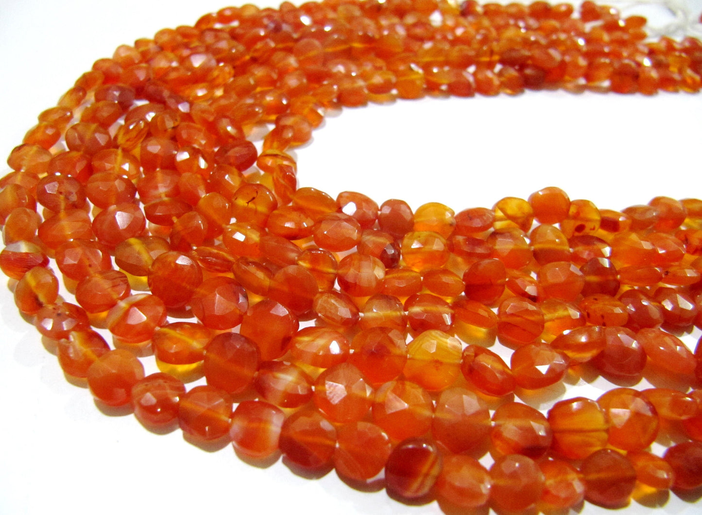 Natural Carnelian Coin Shape Briolette Faceted 6mm Gemstone Beads Strand 13inches long Top Quality Wholesale Prices gemstone beads