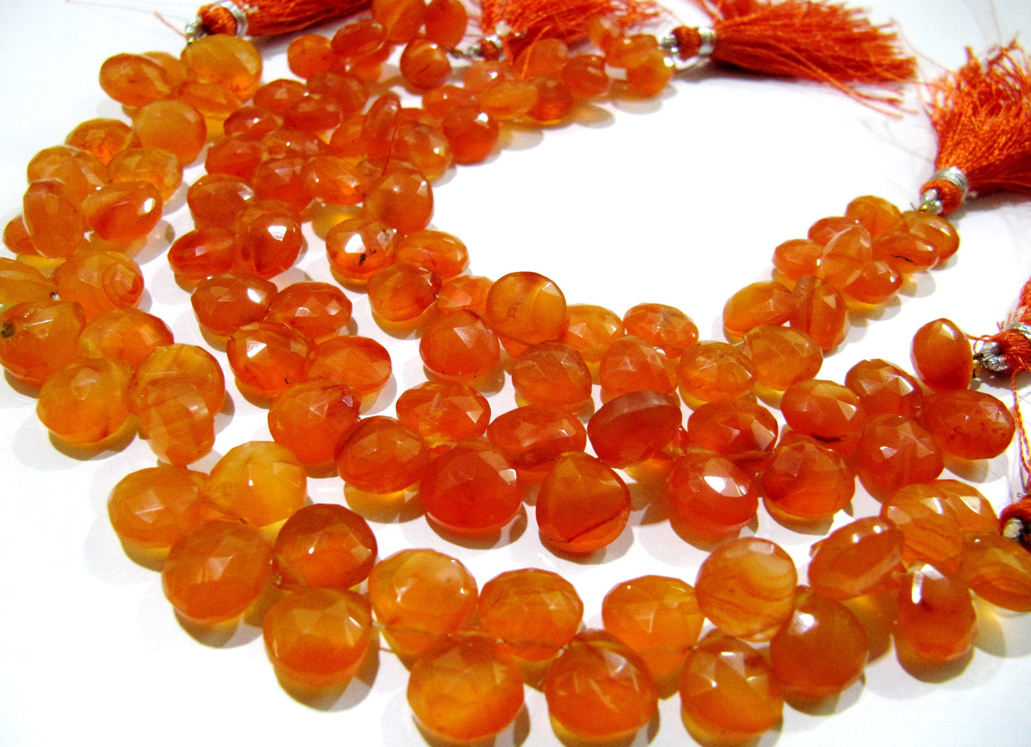 Natural Carnelian Heart Shape Briolette Faceted 10mm Gemstone Beads Strand 8 inches long Top Quality Wholesale Prices jewelry making beads