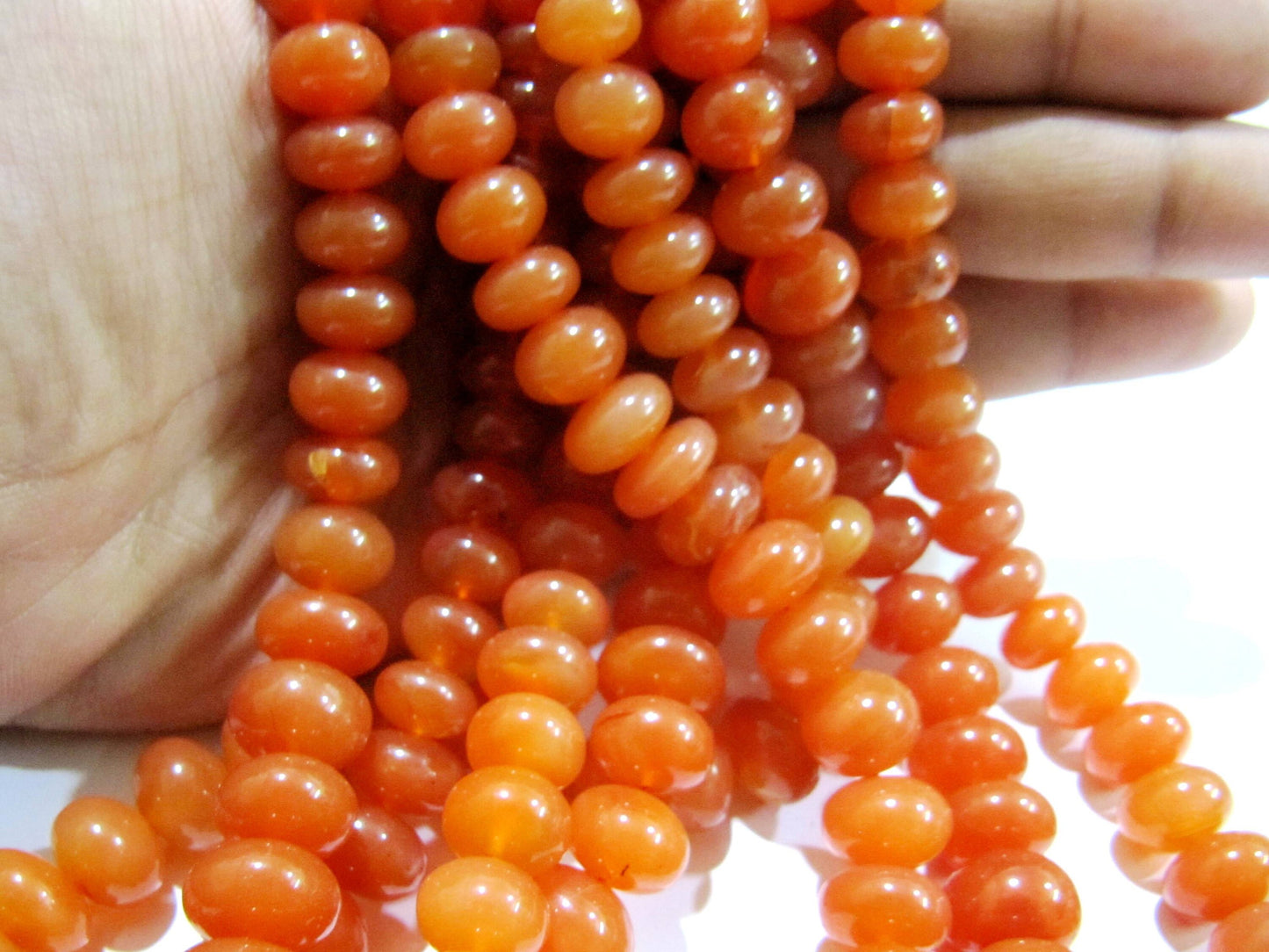 Natural Carnelian Rondelle Plain smooth 8 to12 mm Beads Graduated Strand 8 inches long Best Quality Beads Wholesale Prices gemstone beads