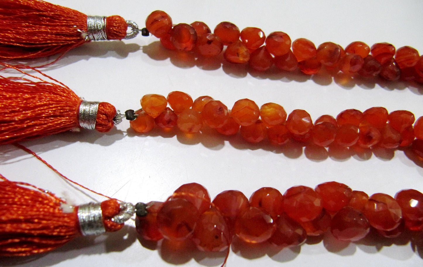 Natural Carnelian Onion shape Briolette Faceted 7-8mm Gemstone Beads Strand 8 inches long Top Quality Wholesale Prices jewelry making beads