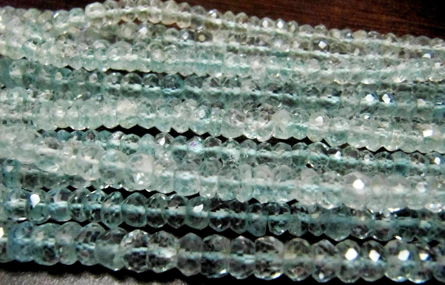 Natural Aquamarine Rondelle Faceted 5-6 mm Gemstone Beads Strand 13 inches long Top Quality Wholesale Prices aquamarine Gemstone beads