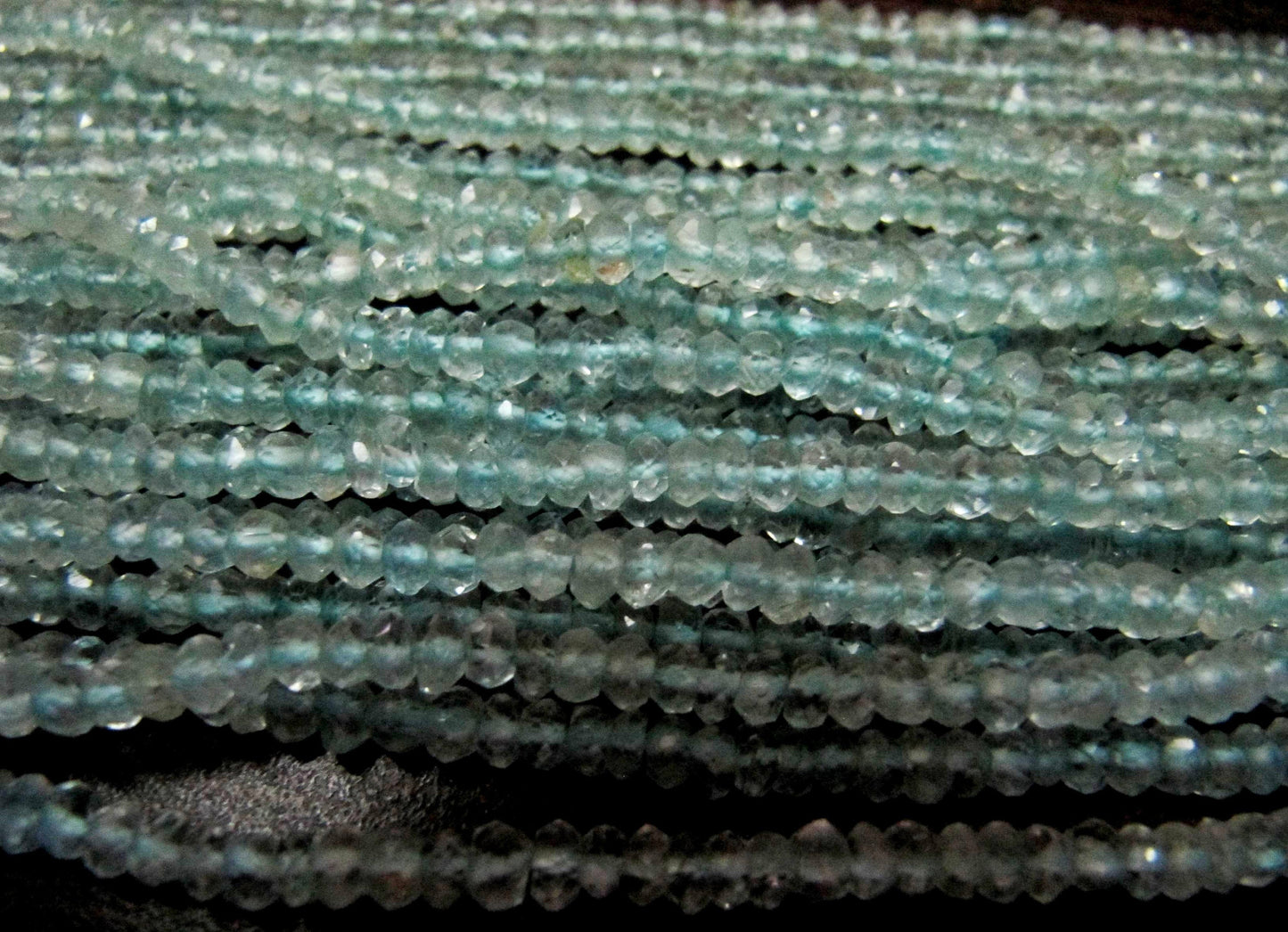 Natural Aquamarine Rondelle Faceted 3-4 mm Gemstone Beads Strand 13 inches long Top Quality Wholesale Prices aquamarine Gemstone beads