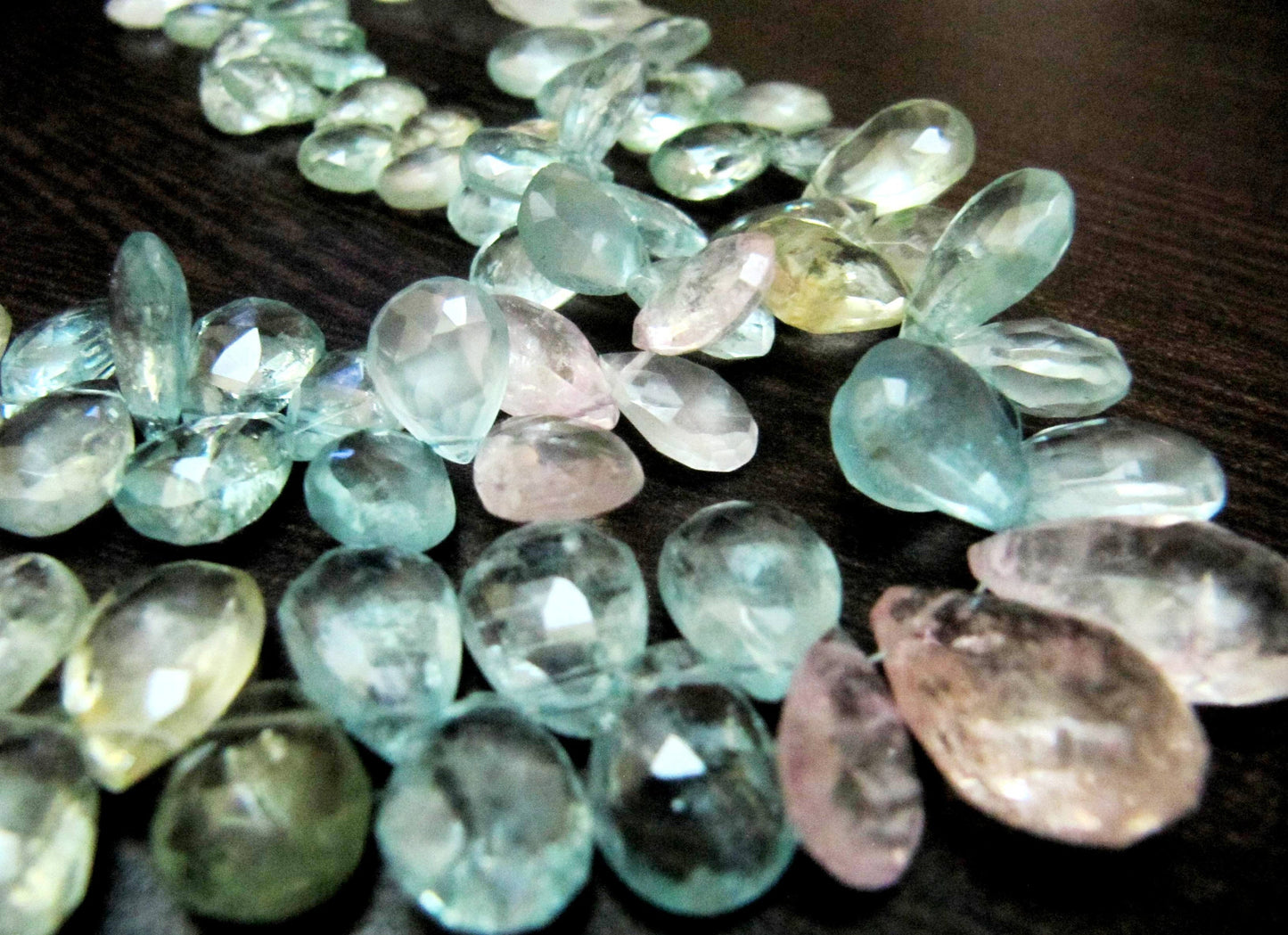 Natural Multi Color Aquamarine Pear Shape Briolette 7x10mm to8x12mm Gemstone Morganite Beads Strand 8 inch long High Quality Wholesale Price