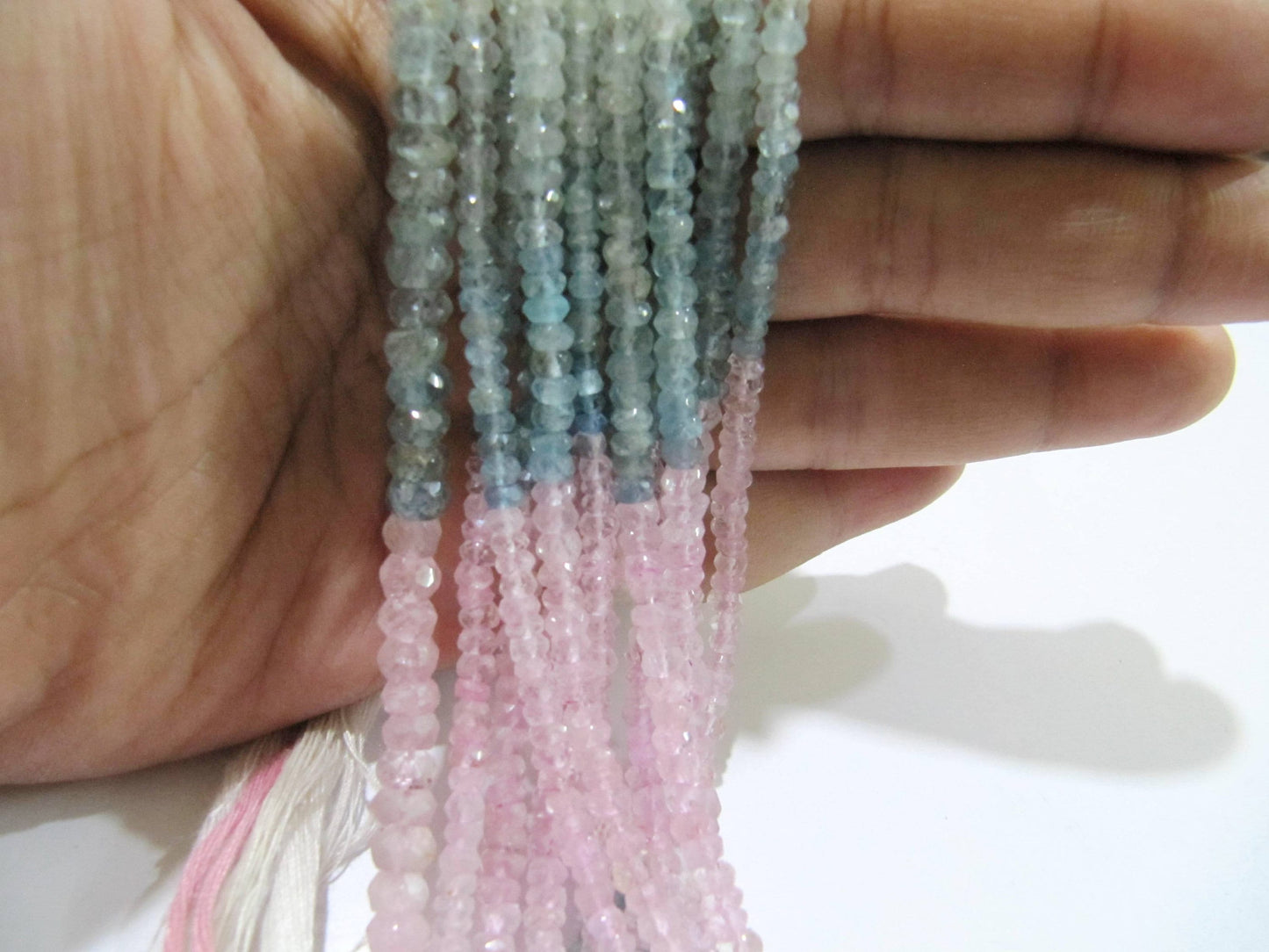Natural Multi Color Aquamarine Rondelle Faceted 3-5 mm Gemstone Morganite Beads Strand 13 inch long High Quality Wholesales Prices