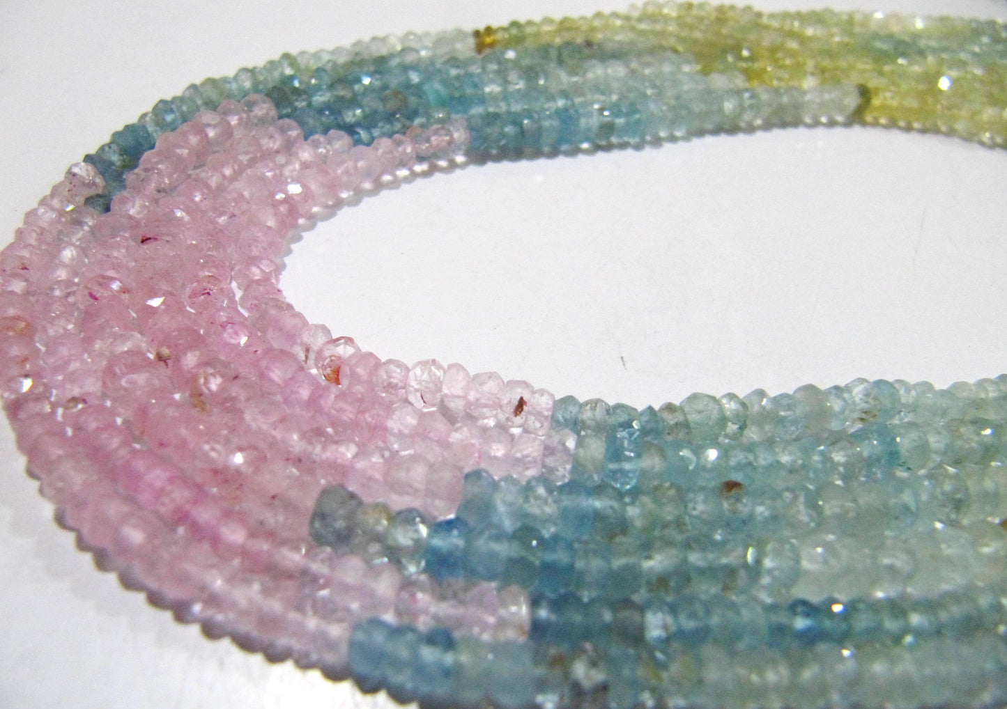 Natural Multi Color Aquamarine Rondelle Faceted 3-5 mm Gemstone Morganite Beads Strand 13 inch long High Quality Wholesales Prices