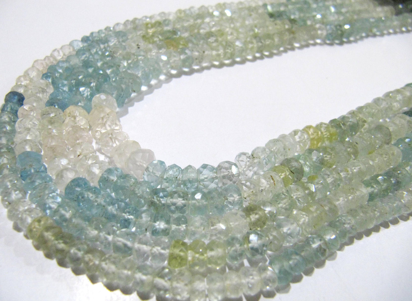 Natural Multi Color Aquamarine Rondelle Faceted 3 to5mm Gemstone Morganite Beads Strand 13 inch long High Quality Wholesale Prices