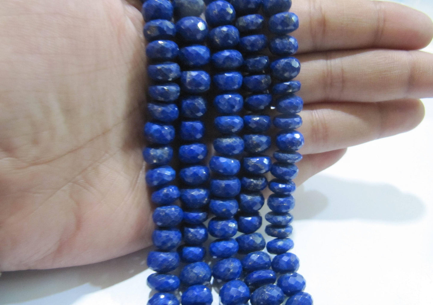 Natural Lapis Lazuli Rondelle Faceted Beads 9-10mm Graduated Strand 8 inch long High Quality Beads Wholesale prices jewelry making beads