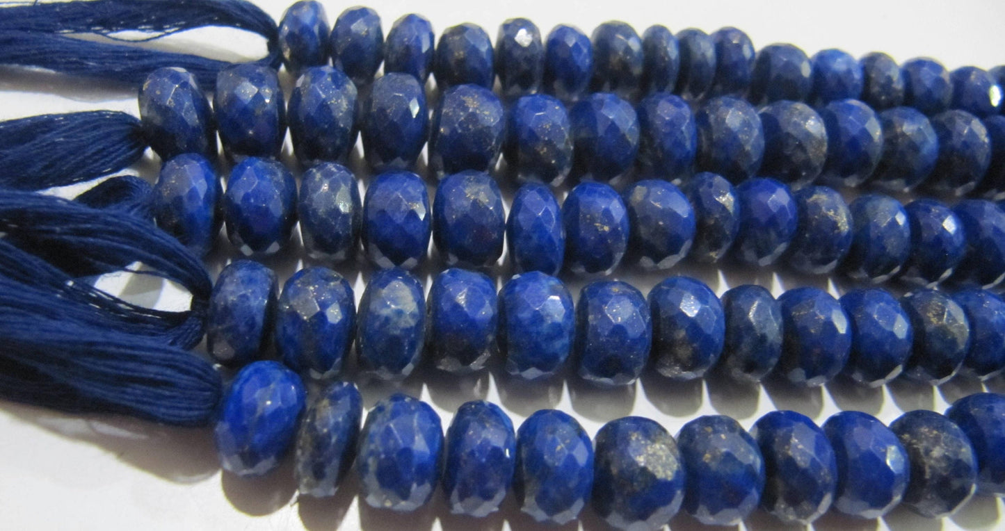 Natural Lapis Lazuli Rondelle Faceted Beads 9-10mm Graduated Strand 8 inch long High Quality Beads Wholesale prices jewelry making beads