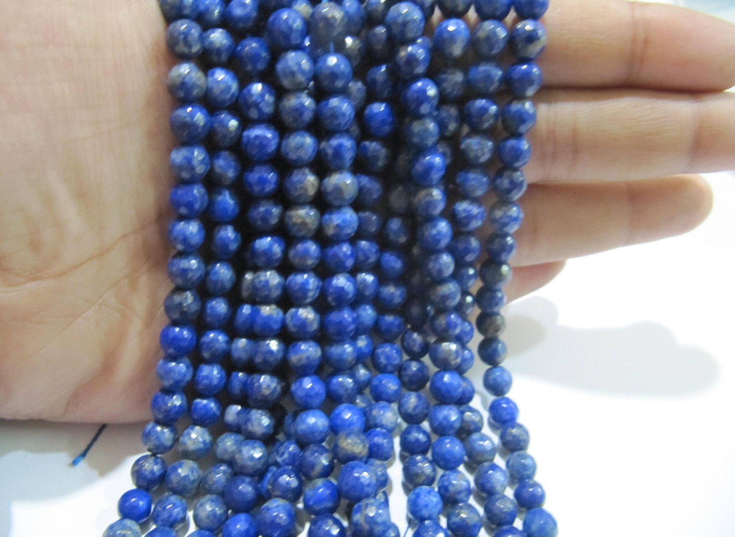 Natural Lapis Lazuli Round Faceted Beads 6 mm Strand 15 inch long High Quality Beads Wholesale prices jewelry making beads