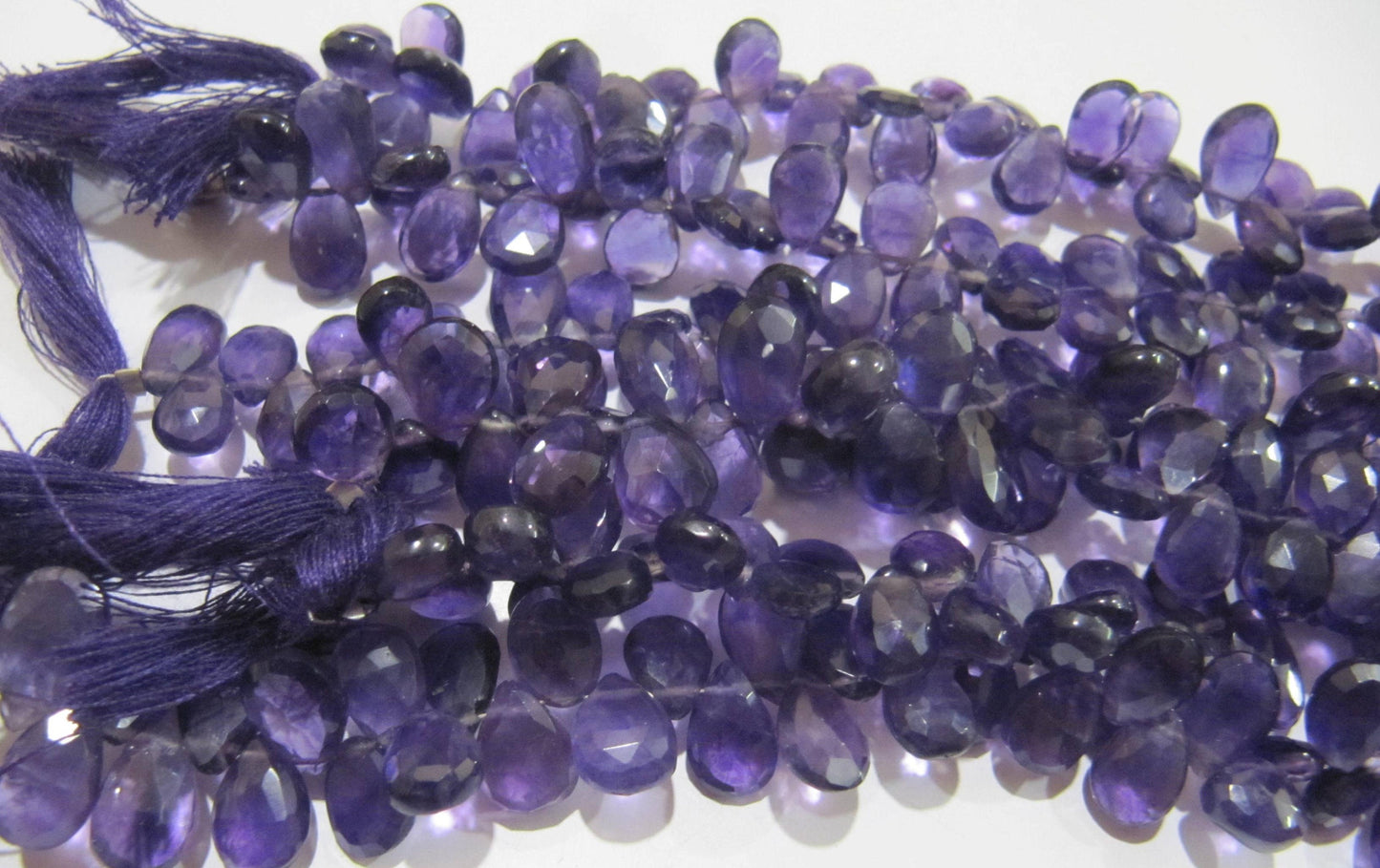 Natural Amethyst Pear Shape 8x12 mm to 9x14mm Briolette Faceted Beads Strand 8 inches long Wholesale Prices top quality jewelry making bead