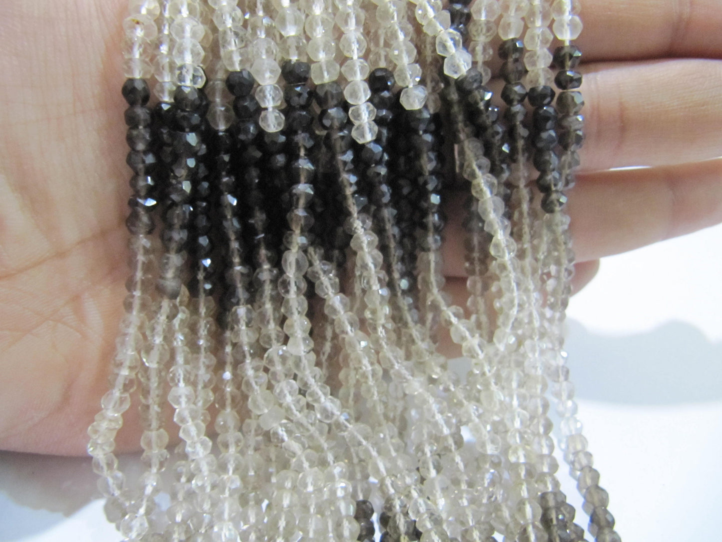Natural Smoky Quartz Rondelle Shaded Faceted Beads 4-5mm best Quality Beads Strand 13 inches Long Jewelry making gemstone beads