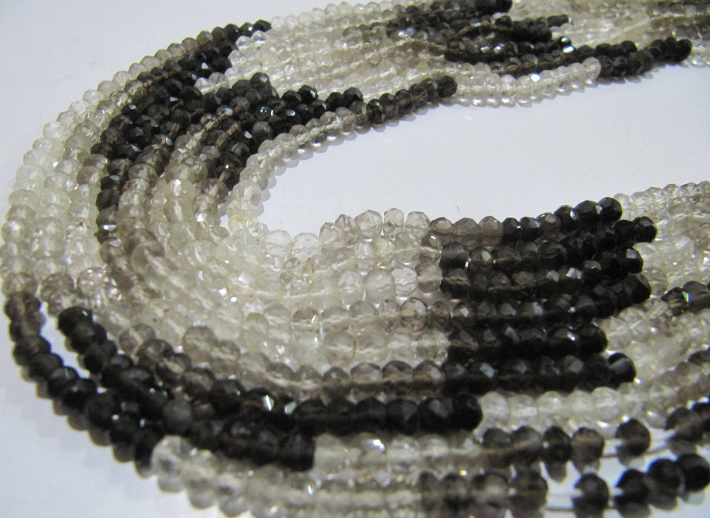Natural Smoky Quartz Rondelle Shaded Faceted Beads 4-5mm best Quality Beads Strand 13 inches Long Jewelry making gemstone beads