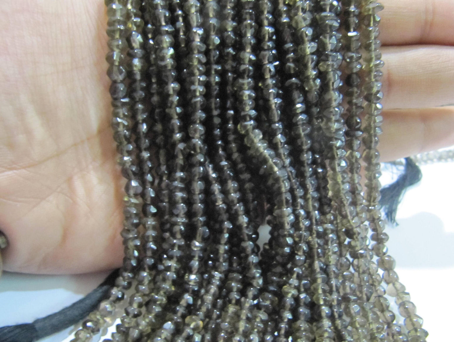 Natural Smoky Quartz Rondelle Faceted Beads 3-4 mm best Quality Beads Strand 13 inches Long Jewelry making gemstone beads