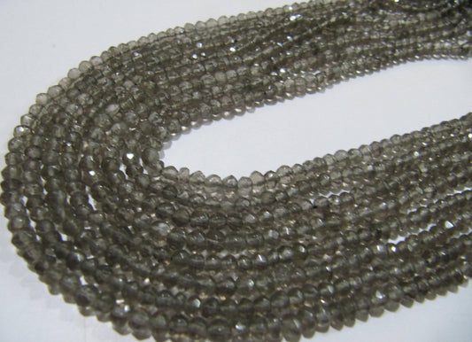 Natural Smoky Quartz Rondelle Faceted Beads 3-4 mm best Quality Beads Strand 13 inches Long Jewelry making gemstone beads