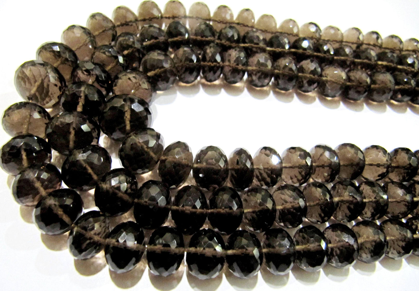 Natural Smoky Quartz Rondelle Faceted Beads 9 to 12 mm Graduated best Quality Beads Strand 8 inches Long