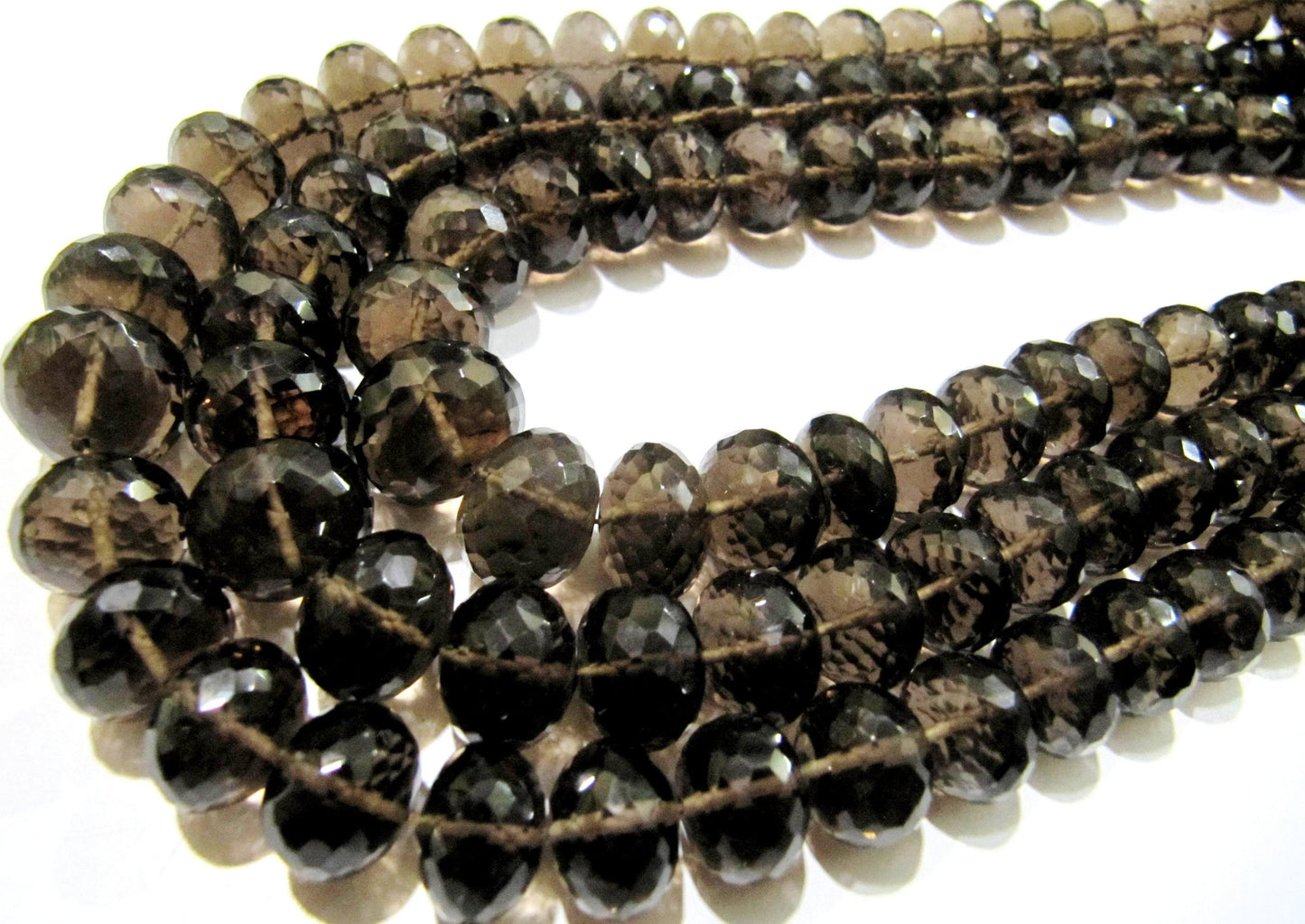 Natural Smoky Quartz Rondelle Faceted Beads 9 to 12 mm Graduated best Quality Beads Strand 8 inches Long