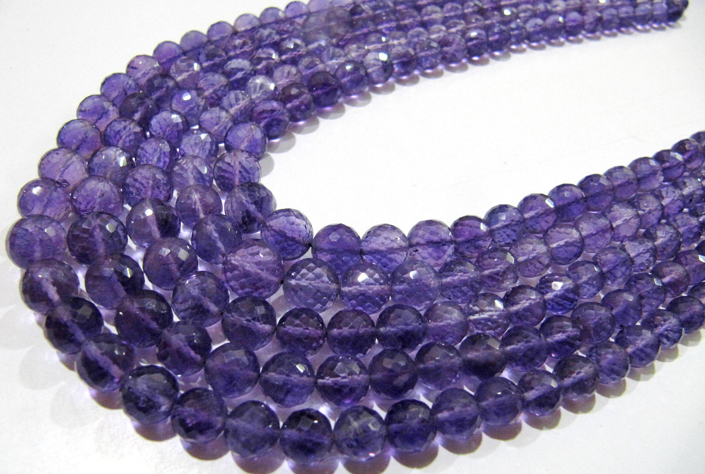 Natural Amethyst Round Faceted Beads 6 to 9mm Graduated best Quality Beads Strand 8 inches Long