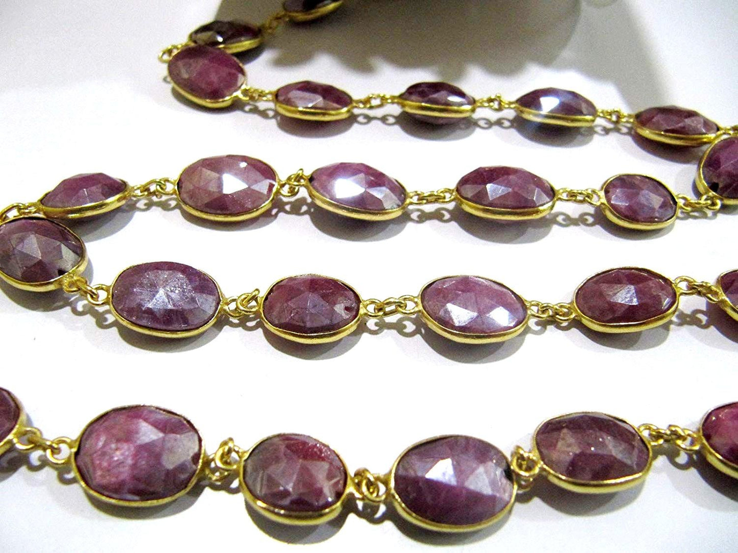 Natural Pink Moonstone  Silver coated Free Shape Briolette Bezel Connector Chain 12 to 15mm Sold Per Foot High Quality