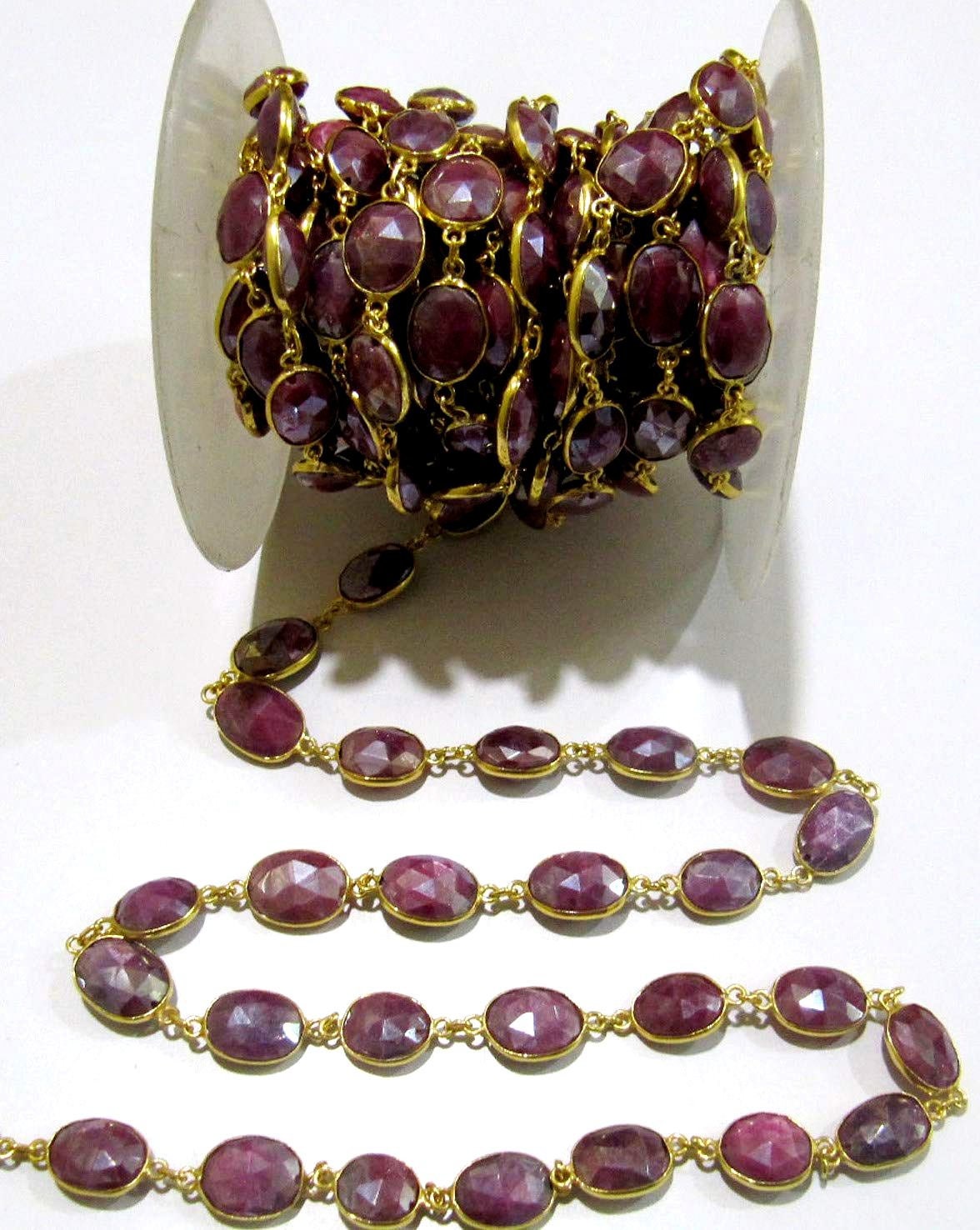Natural Pink Moonstone  Silver coated Free Shape Briolette Bezel Connector Chain 12 to 15mm Sold Per Foot High Quality