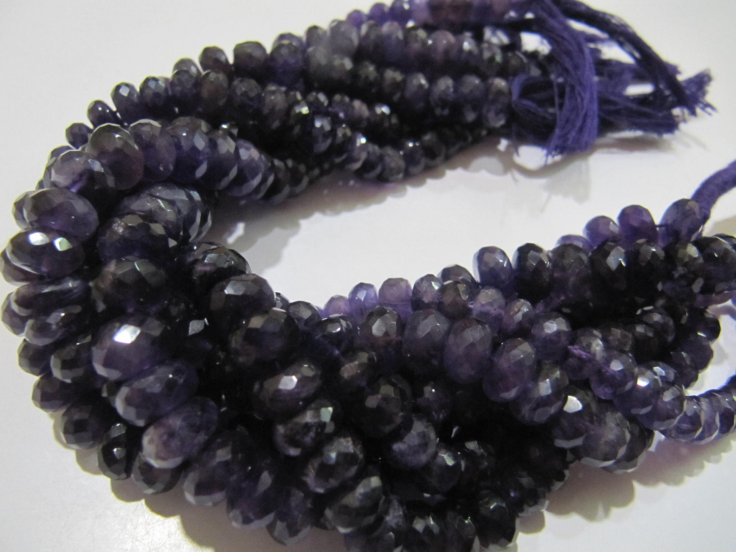 Natural Amethyst Gemstones Rondelle Faceted Beads 7-8mm Strand 9 inches long Wholesale Prices