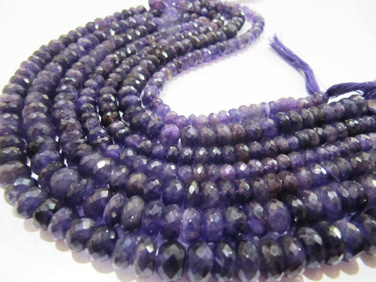 Natural Amethyst Gemstones Rondelle Faceted Beads 7-8mm Strand 9 inches long Wholesale Prices