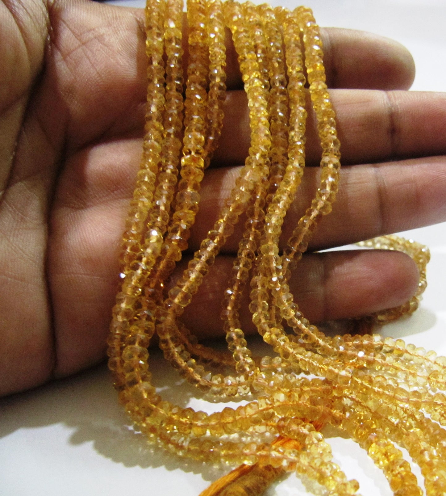 Natural Citrine Rondelle Faceted 3-4mm Beads Strand 13 inch long Gemstone Very Good Quality beads Wholesale Prices