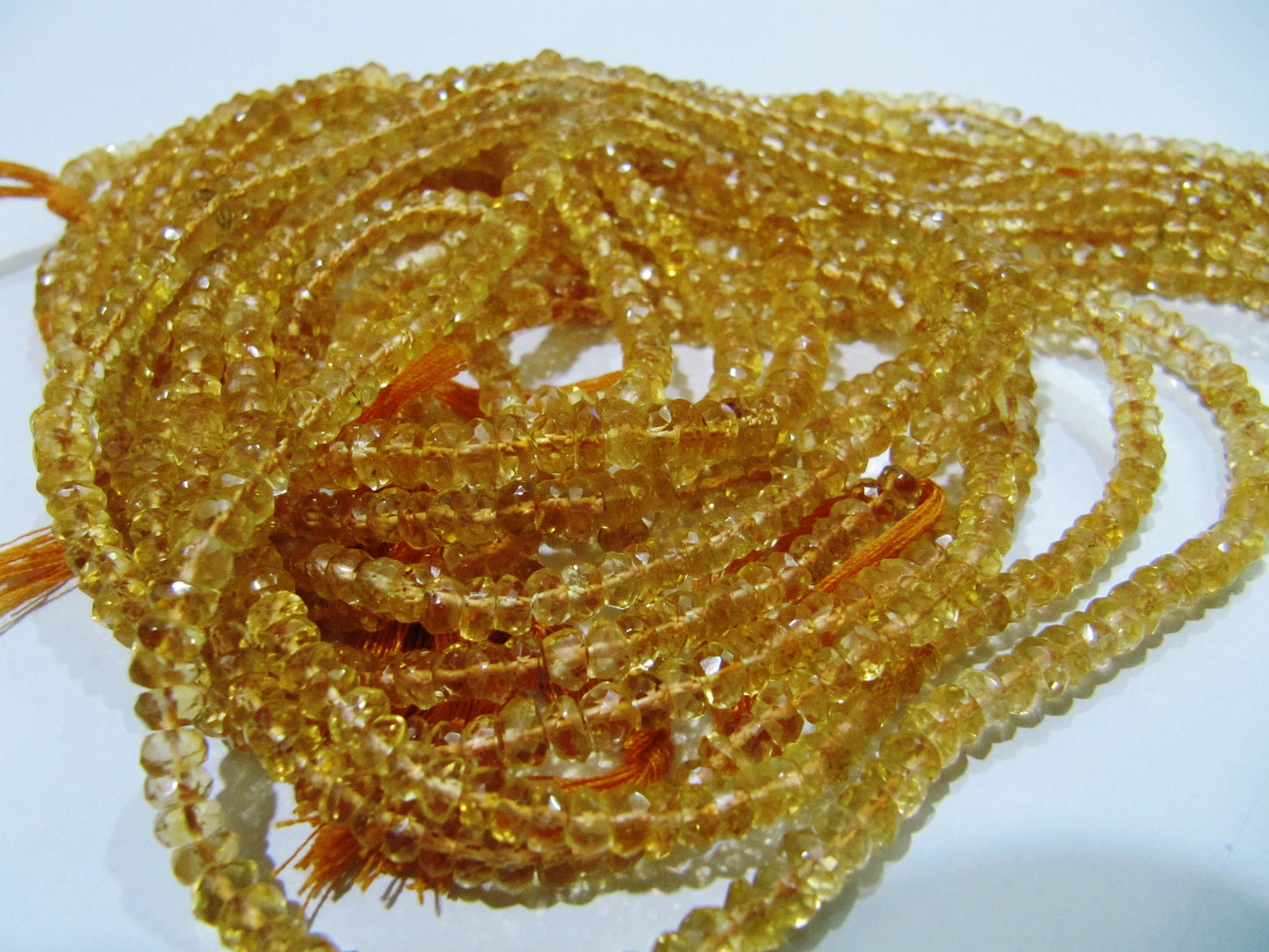 Natural Citrine Rondelle Faceted 3-4mm Beads Strand 13 inch long Gemstone Very Good Quality beads Wholesale Prices