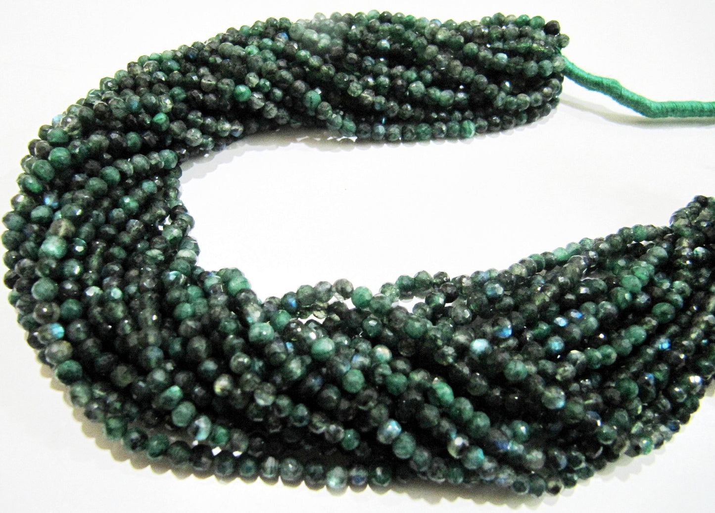 Natural Green Labradorite Round Faceted 4mm Beads  Strands 13 inch Long Top Quality Jewelry making Gemstone Beads
