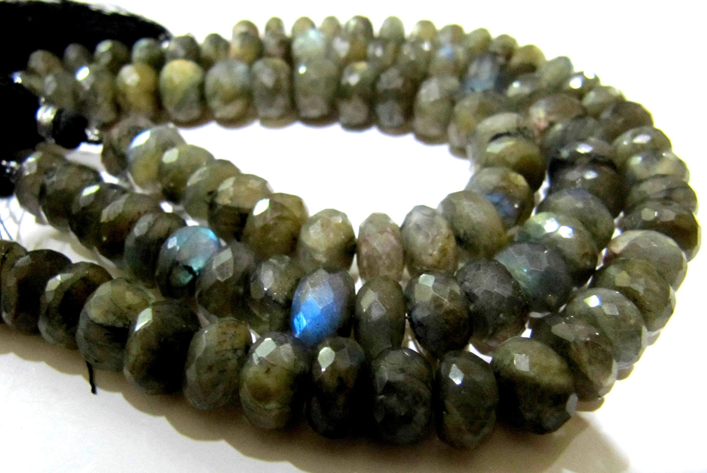 Natural Labradorite Rondelle Faceted 8-12mm Beads Blue Flashy Strands 8 inch Long Top Quality Black Rainbow Jewelry making Gemstone Beads