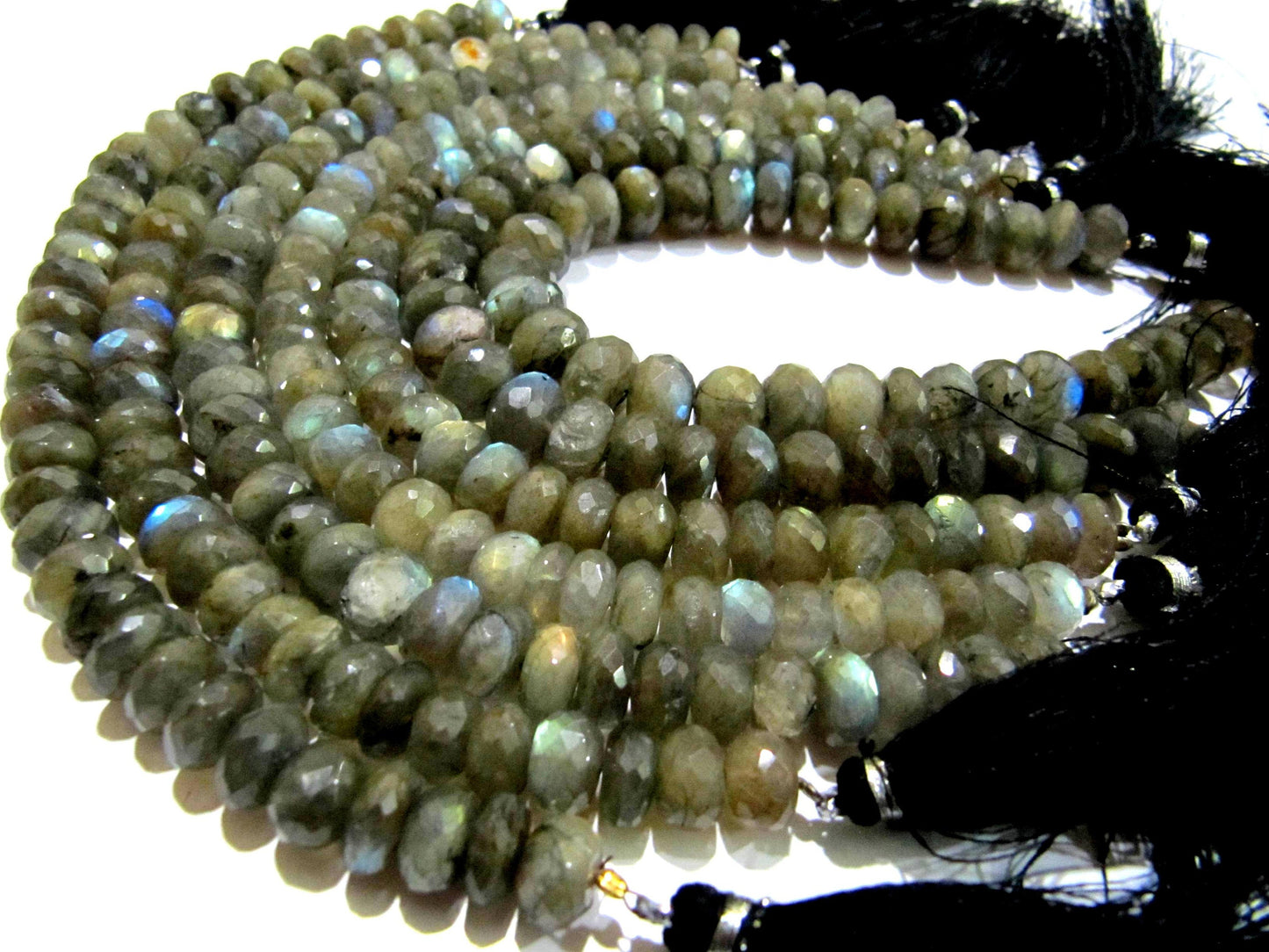 Natural Labradorite Rondelle Faceted 8-12mm Beads Blue Flashy Strands 8 inch Long Top Quality Black Rainbow Jewelry making Gemstone Beads