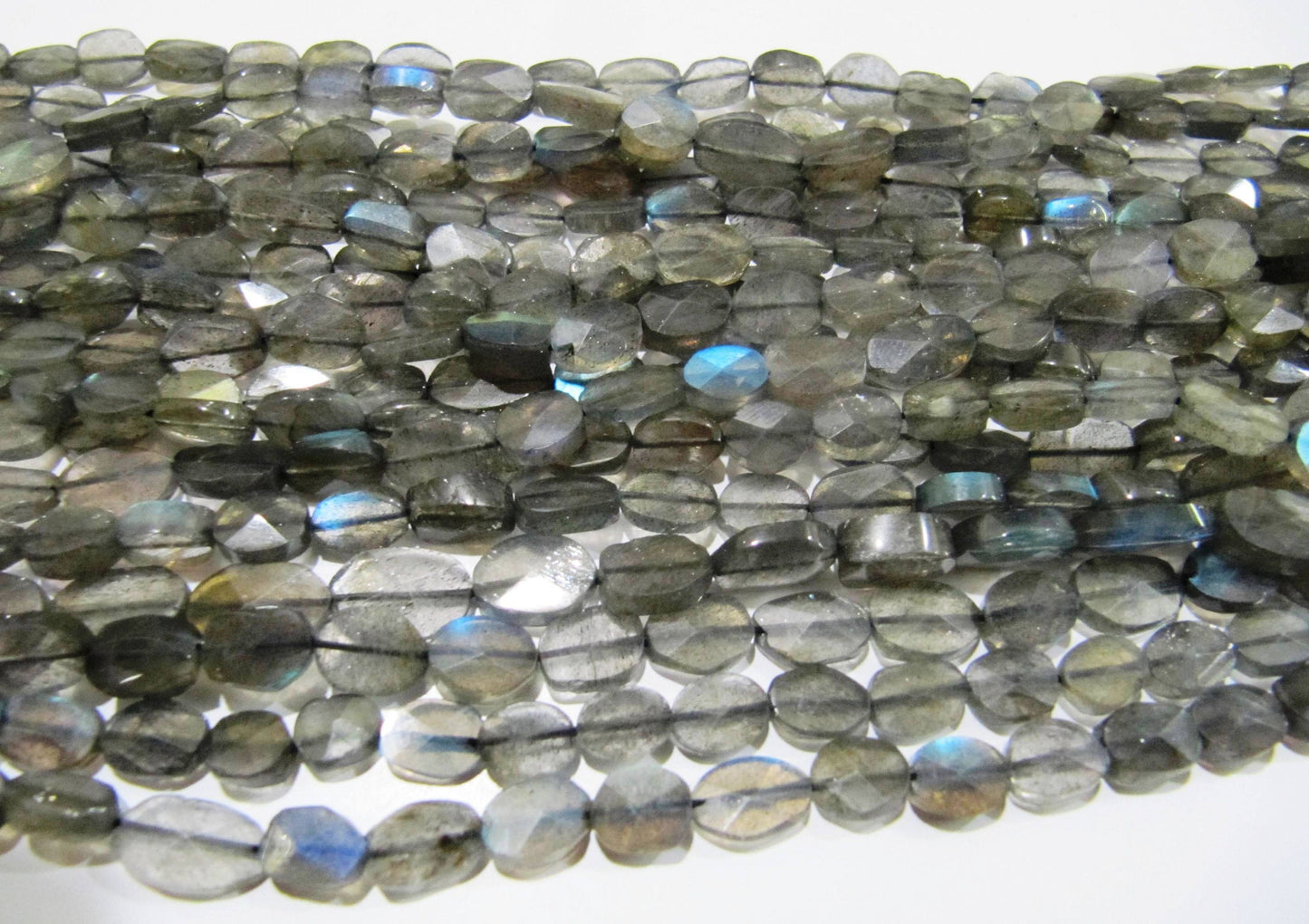 Natural Labradorite Oval Faceted 6-10mm Beads Blue Flashy Strands 13 inch Long Top Quality Black Rainbow Jewelry making Gemstone Beads