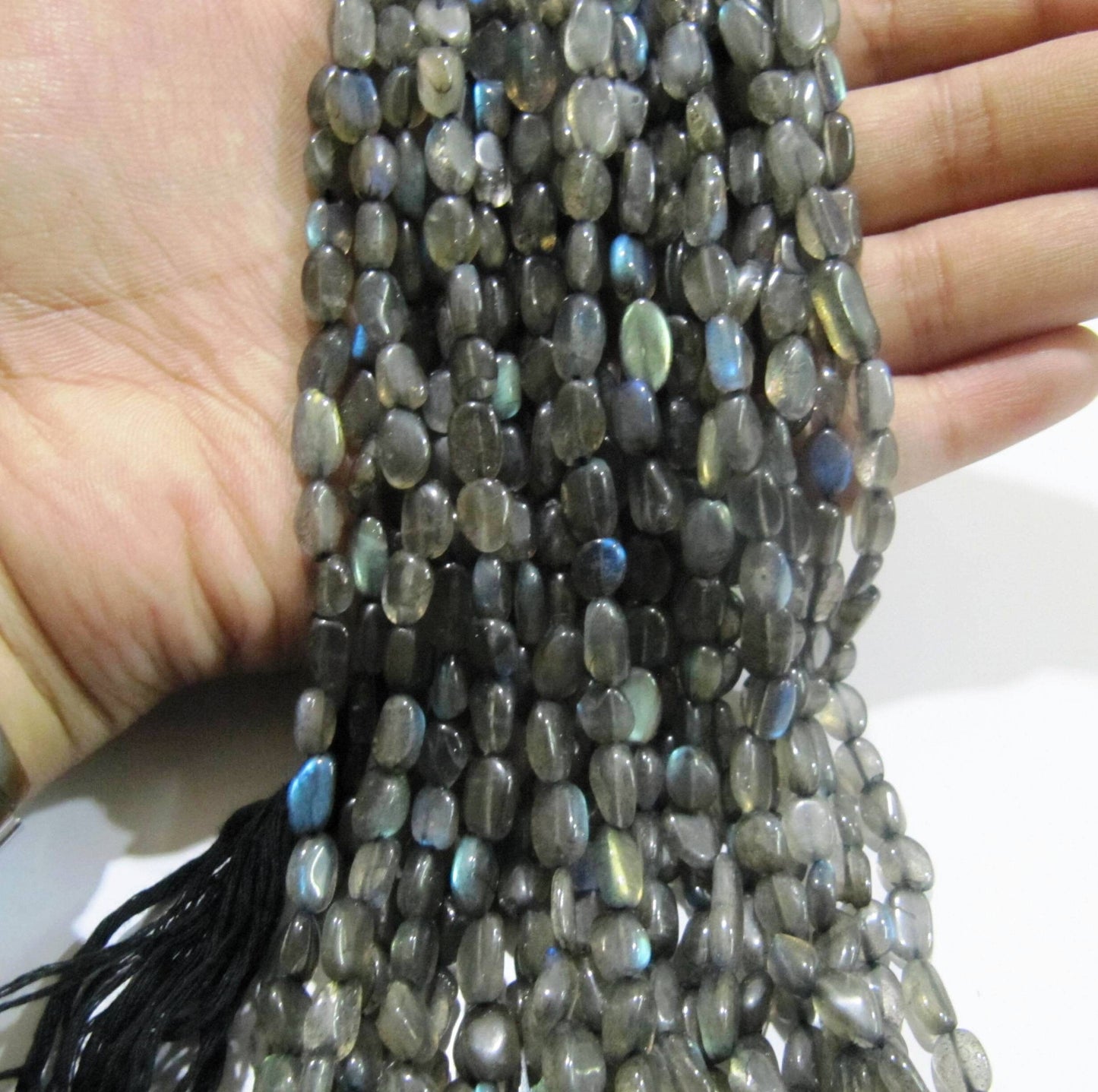 Natural Labradorite Oval Plain Smooth 6to10mm Beads Blue Flashy Strands 13 inch Long Top Quality Black Rainbow Jewelry making Gemstone Beads
