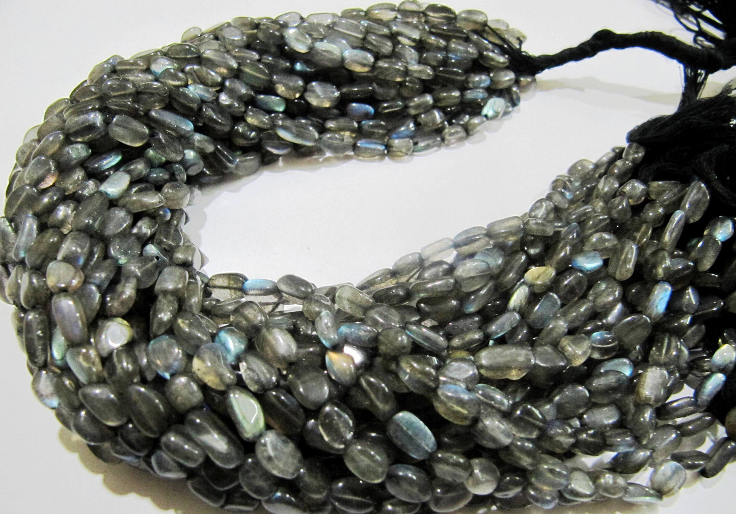 Natural Labradorite Oval Plain Smooth 6to10mm Beads Blue Flashy Strands 13 inch Long Top Quality Black Rainbow Jewelry making Gemstone Beads
