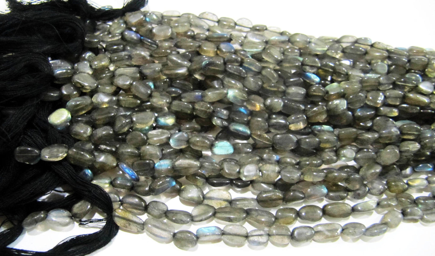 Natural Labradorite Oval Plain Smooth 6to10mm Beads Blue Flashy Strands 13 inch Long Top Quality Black Rainbow Jewelry making Gemstone Beads