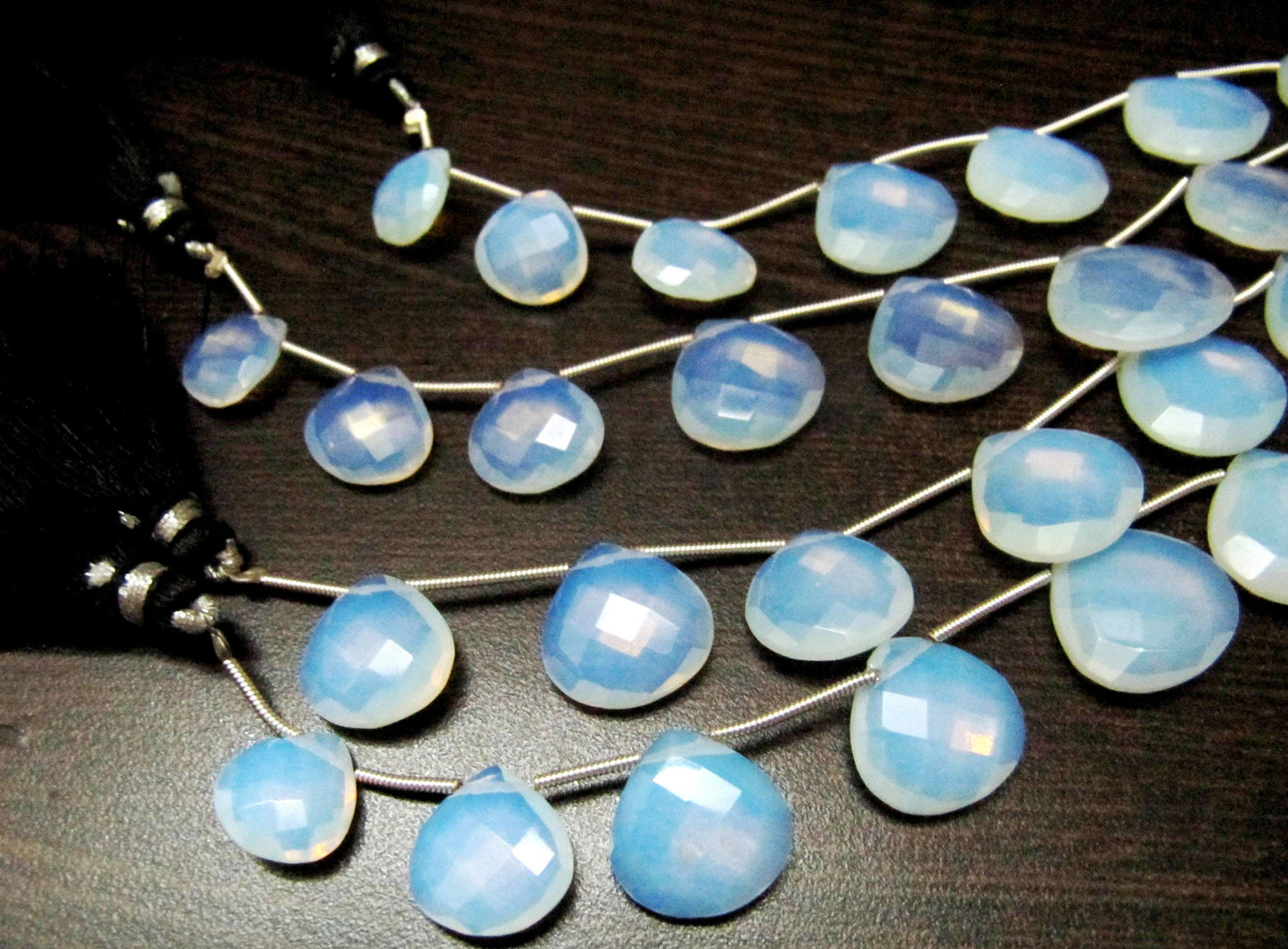 White Opal Hydro Quartz Heart shape Briolette12 to 16mm Graduated Beads Strand 8 inch long Gemstone Very Good Quality Opalite beads