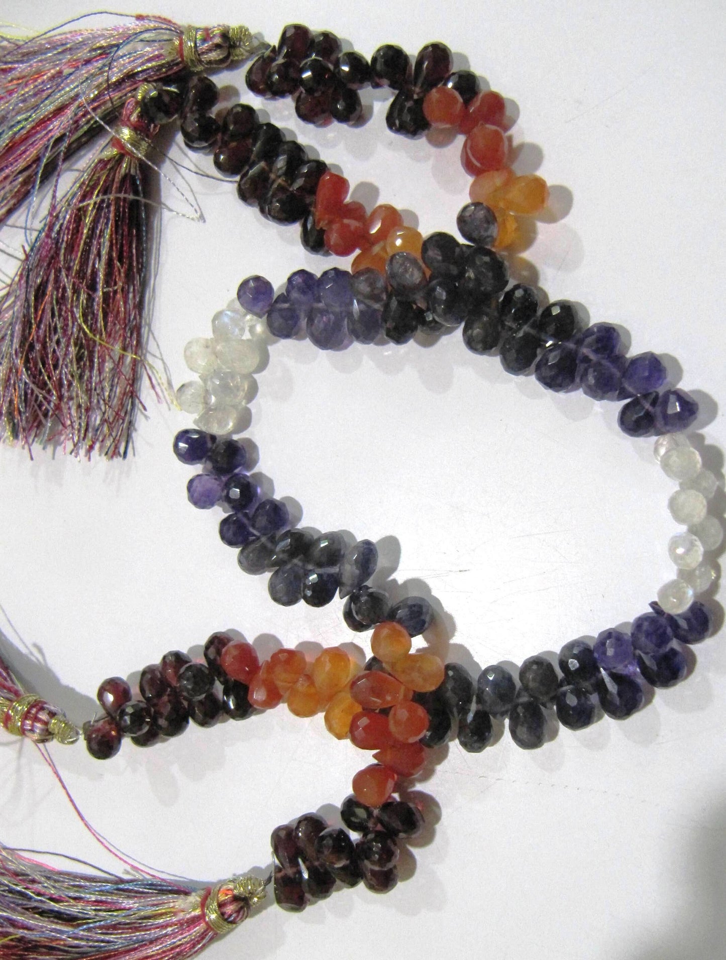 Natural Multi Gemstone Tear Drop shape Briolette Faceted 4x6 to 5x7 mm Beads Strand 8 inch long Very Good Quality beads Wholesale Prices