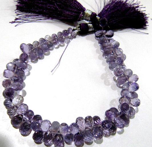 Natural Amethyst Tear Drop Shape 5x7mm Briolette Faceted Beads Strand 8 inches long Wholesale Prices top quality jewelry making gemstone