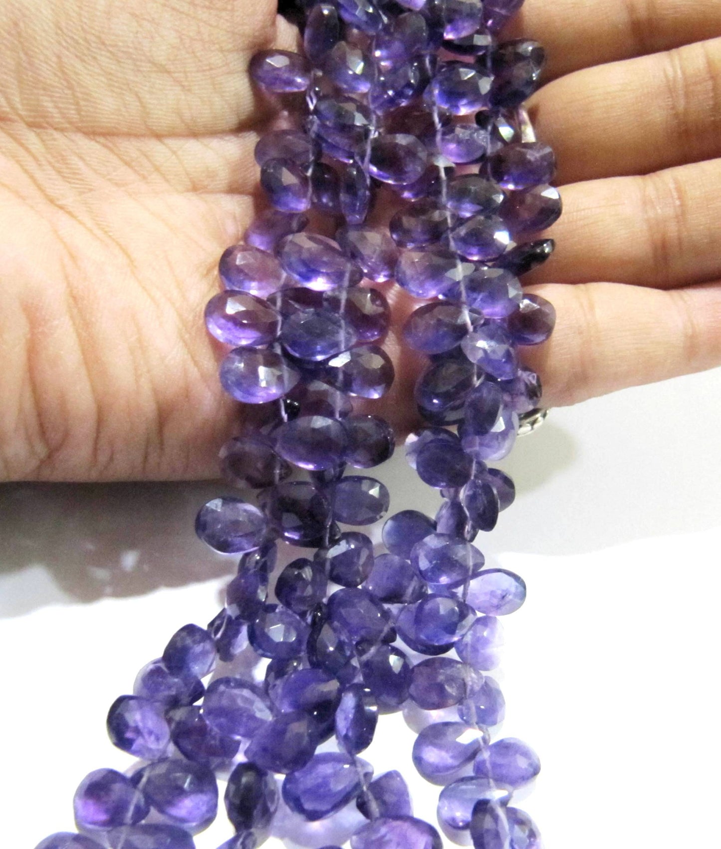 Natural Amethyst Pear Shape 6x9mm Briolette Faceted Beads Strand 8 inches long Wholesale Prices top quality Purple gemstone Beads